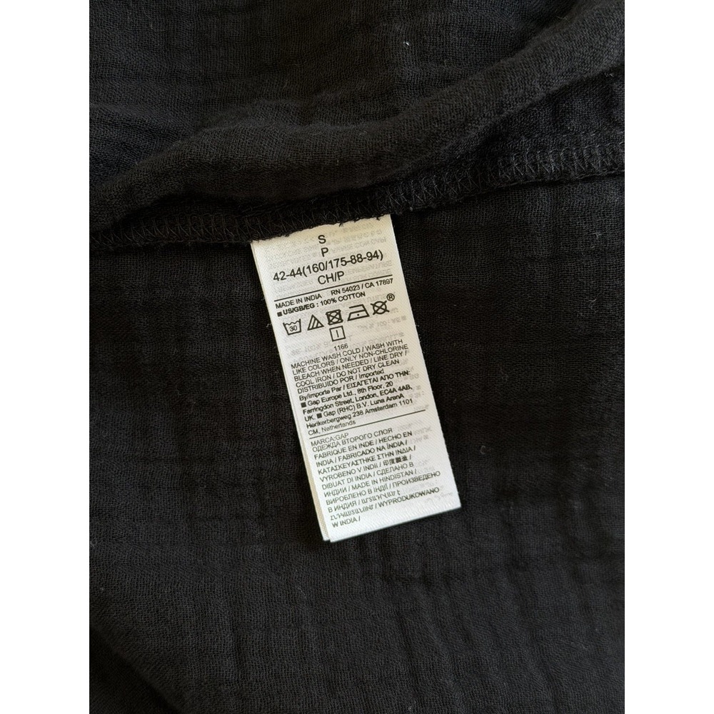 GAP Black Cotton Gauze Dress Small Ruffle Sleeve Tiered Mini Casual Boho Summer - Picture 7 of 9